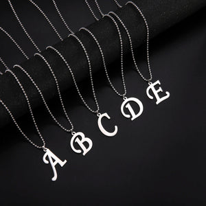 Skyrim Stainless Steel Letter Pendant Necklace Men's Alphabet Chain