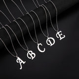 Skyrim Stainless Steel Letter Pendant Necklace Men's Alphabet Chain