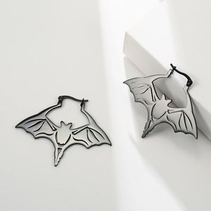 Skyrim Stainless Steel Animal Bat Hoop Earrings