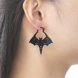 Skyrim Stainless Steel Animal Bat Hoop Earrings