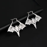 Skyrim Stainless Steel Animal Bat Hoop Earrings