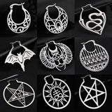 Satanic Pentagram Hoop Earrings Gothic Star Dangle Amulet Jewelry