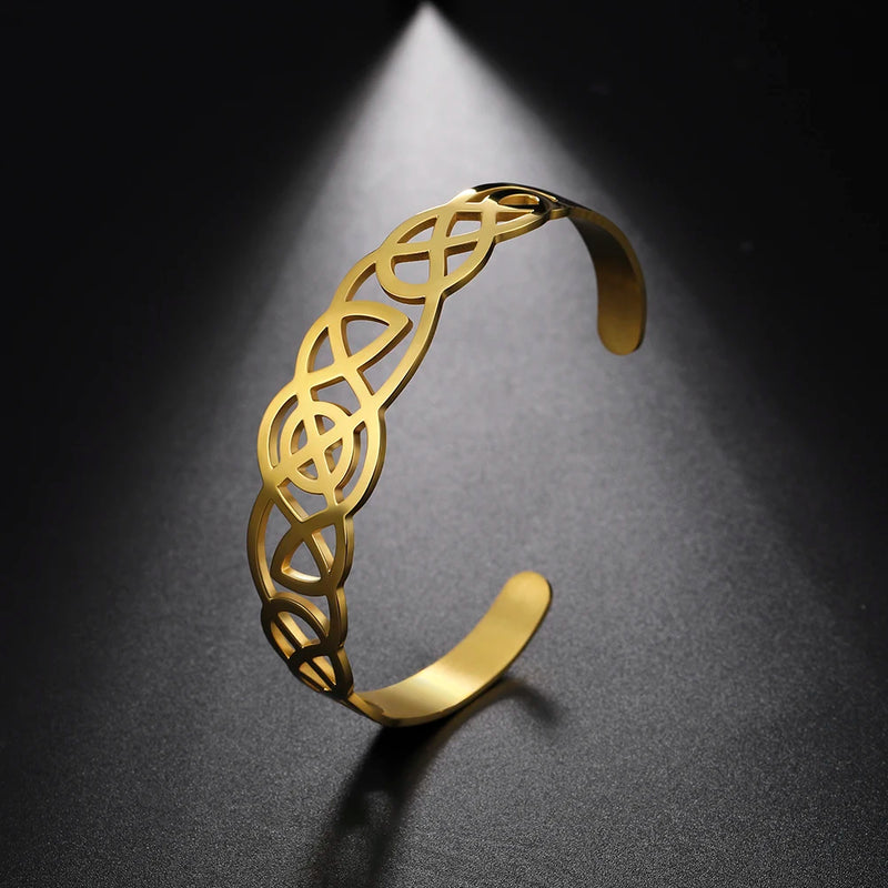 Skyrim Stainless Steel Celtics Knot Bangles Adjustable Cuff Bracelets