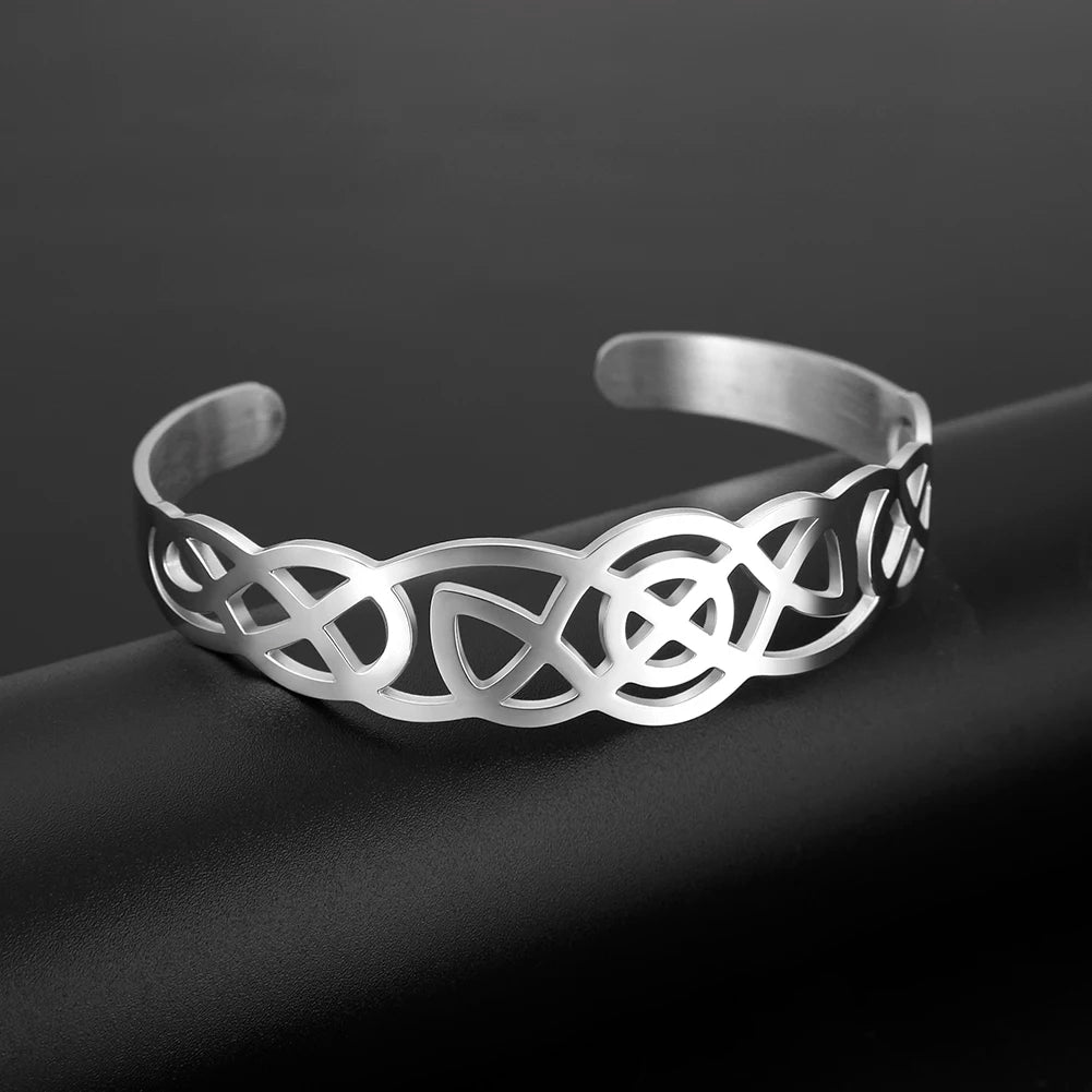 Skyrim Stainless Steel Celtics Knot Bangles Adjustable Cuff Bracelets