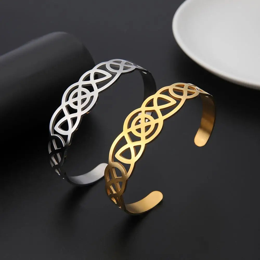 Skyrim Stainless Steel Celtics Knot Bangles Adjustable Cuff Bracelets
