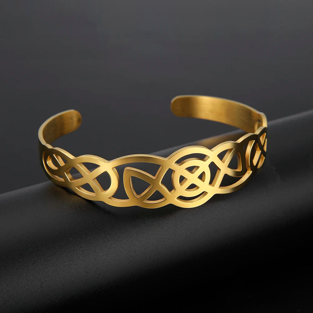 Skyrim Stainless Steel Celtics Knot Bangles Adjustable Cuff Bracelets