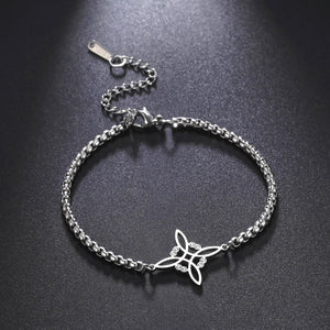 Skyrim Witch Knot Charm Bracelet Stainless Steel Box Chain Wicca Amulet
