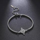 Skyrim Witch Knot Charm Bracelet Stainless Steel Box Chain Wicca Amulet