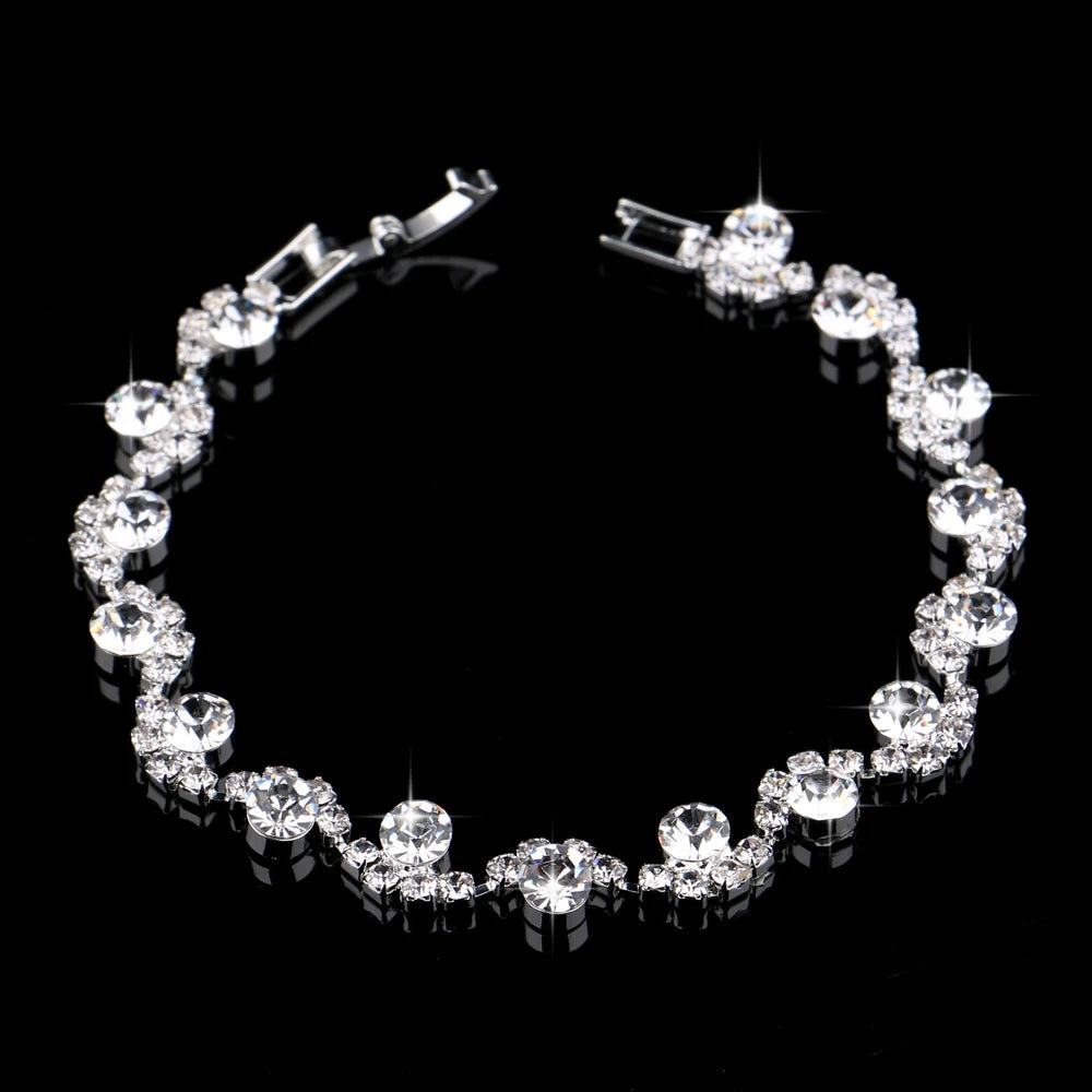 Skysuk Crystal Bracelet Silver Bangle Wedding Accessories