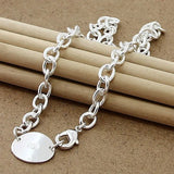 925 Silver Round Pendant Necklace Link Chain Jewelry
