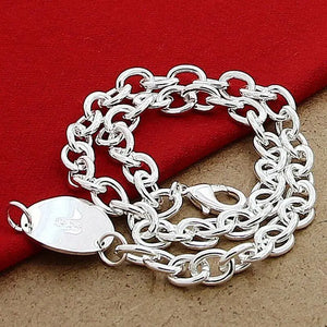 925 Silver Round Pendant Necklace Link Chain Jewelry