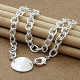 925 Silver Round Pendant Necklace Link Chain Jewelry
