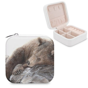Sleep Jewelry Storage Box Leather Organizer Rotate Bear Animal Nature