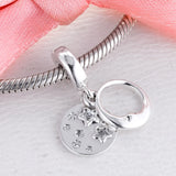 Moon and Stars Dangle Charms 925 Silver Beads for Bracelet DIY