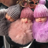 Cute Sleeping Doll Car Keychain Pendant for Girls