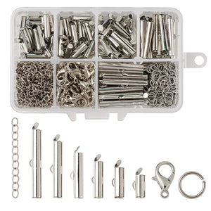DIY Jewelry Making Findings Kit with Clasp Buckles, Tubes, Chains, Rings