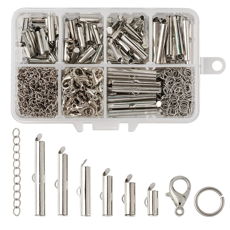 DIY Jewelry Making Findings Kit with Clasp Buckles, Tubes, Chains, Rings