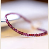 2mm Garnet Beaded Strand Bracelet for Women - YBR668