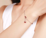 925 Silver Cross Chain Red Beads Bracelet