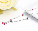 925 Silver Cross Chain Red Beads Bracelet