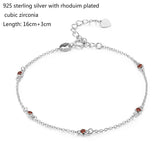 925 Sterling Silver Red CZ Beads Charm Bracelet For Women Girls