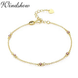 925 Sterling Silver Red CZ Beads Charm Bracelet For Women Girls