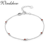 925 Sterling Silver Red CZ Beads Charm Bracelet For Women Girls