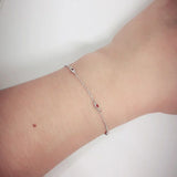 925 Sterling Silver Red CZ Beads Charm Bracelet For Women Girls