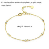 925 Silver CZ Beads Charm Bracelet For Women Girls Friendship Jewelry