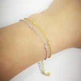 925 Silver CZ Beads Charm Bracelet For Women Girls Friendship Jewelry