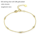 CZ 925 Sterling Silver Chain Charm Anklet For Women Girls