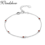 Round CZ Link 925 Silver Anklet Foot Jewelry for Women