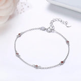 Round CZ Link 925 Silver Anklet Foot Jewelry for Women