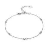 Round CZ Link 925 Silver Anklet Foot Jewelry for Women