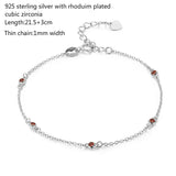 Round CZ Link 925 Silver Anklet Foot Jewelry for Women