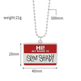 Slim Shady Hippie Choker Necklace Pendant Men Square Necklaces Alloy Bead Chain