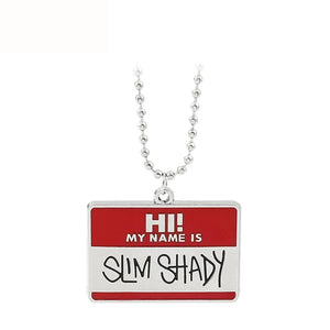 Slim Shady Hippie Choker Necklace Pendant Men Square Necklaces Alloy Bead Chain