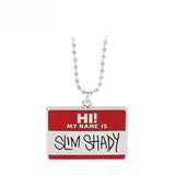 Slim Shady Hippie Choker Necklace Pendant Men Square Necklaces Alloy Bead Chain