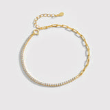 925 Silver Oval O Chain & CZ Tennis Bracelet