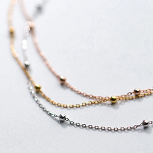 925 Silver Beaded Choker Necklace Set Lobster Clasp