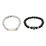 Domdomous Stainless Steel Slim Watches for Men Bangles Bracelets Set