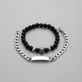 Domdomous Stainless Steel Slim Watches for Men Bangles Bracelets Set