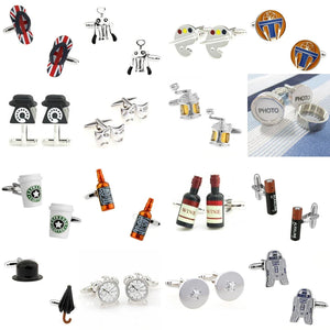 Slipper Telephone Mask Fish Line Photo Wine Bottle Magic Button Cufflink