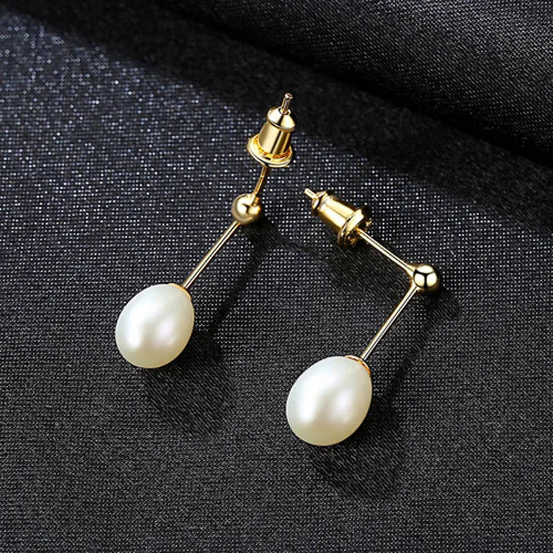 925 Silver Pearl Long Drop Earrings Pink Purple