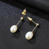 925 Silver Pearl Long Drop Earrings Pink Purple