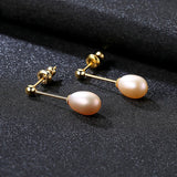 925 Silver Pearl Long Drop Earrings Pink Purple