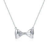 Silver Bow Necklace Pendant, Dainty Jewelry for Women