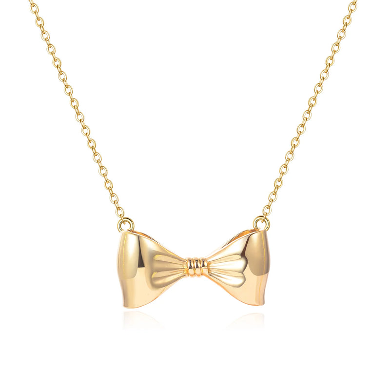 Silver Bow Necklace Pendant, Dainty Jewelry for Women