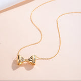 Silver Bow Necklace Pendant, Dainty Jewelry for Women