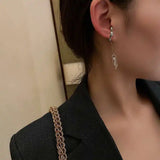 Geometric Ear Bone Clip Earring with Tassel Pendant